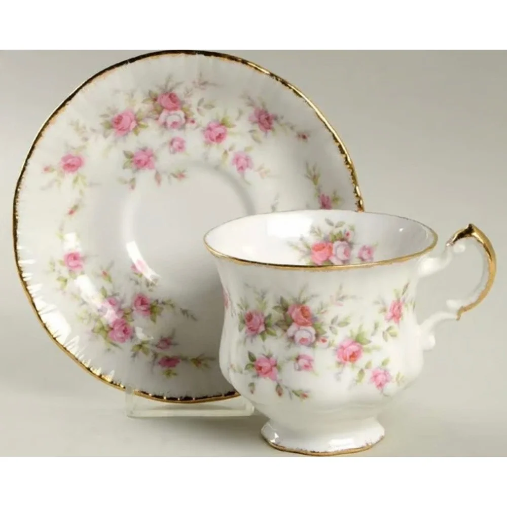 Paragon Victoriana Rose Tea Cup and Saucer Set Fine Bone China England Pair
